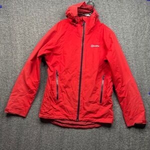 Berghaus Jacket Mens Large Red Gore-Tex Rain Waterproof Hooded Shell Ski